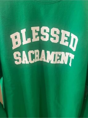 Gildan Green Sweatshirt with White Block Lettering